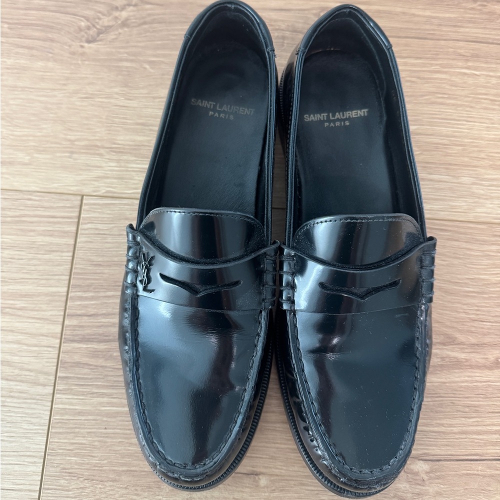 Saint Laurent Black Leather Loafers